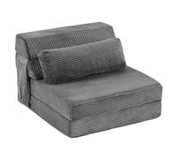 YOTATING Sofá cama plegable con almohada, silla convertible para dormir, cómodo sofá futón de suelo, colchón para adultos, silla plegable portátil para sala de estar, dormitorio, individual, gris