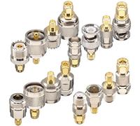 YOTENKO Kit Adaptador SMA de 16 Piezas, Kit de Conectores estándar SMA a BNC/UHF/F/N, convertidor de Conector coaxial de Antena Macho/Hembra para Antena WiFi/dron FPV/Cable de extensión