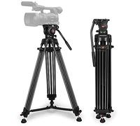 YoTilon Trípode resistente, trípode de video profesional de 70.8 pulgadas con cabezal fluido y carga máxima de 17.6 libras, placa QR universal, para cámaras HDSLR y lentes intercambiables,