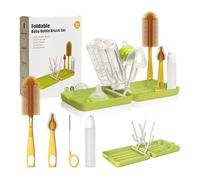 YOTIME Set Cepillo Limpia Biberones Viaje con Secar Biberones, para Esenciales Viaje Bebés, Visita a Amigos y Relaciones, Verde
