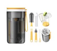 YOTIME Set Cepillo Limpia Biberones Viaje, Contener Cepillo Limpia Biberones Silicona, Cepillo para Tetinas y Pajitas, Dispensador de Limpiador, Soporte para Secar y Caja de Almacenamiento, Amarillo