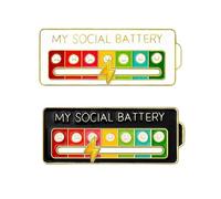 Yotlein 2 Piezas Social Battery Pin, My Social Battery P-in, Pin de Batería So-cial, Pines Ajustables con 7 Emociones, Batt-ery Creative Lapel P-in, Broches y Alfileres Elegantes (Blanco y Negro)