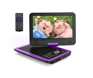Yoton Reproductor de DVD portátil de 12,5'' con Pantalla giratoria HD de 10,5'' para Coche, Cargador de Coche, TV Sincronizada y proyector, sin restricción Regional (Morado)