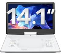 YOTON Reproductor de DVD portátil de 16,9 Pulgadas, Pantalla giratoria HD de 14,1 Pulgadas, DVD para Coche, Tiempo de reproducción de batería de 4 a 6 Horas, Compatible con USB/SD/AV/Gamepad