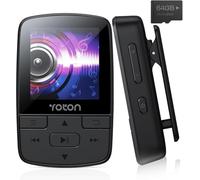 Yoton Reproductor MP3 Bluetooth 5.2, Audio HIFI, Clip Deportivo, Botón de Volumen Independiente, Compatible con Radio FM y Ecualizador, Incluye Auriculares y Tarjeta TF de 64GB