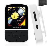 Yoton Reproductor MP3 BT5.2, Clip, HiFi, FM, 64GB Tarjeta SD | Blanco, con hebilla de clip ligera, estilo deportivo, radio FM incorporada, diseñado especialmente para niños. Tarjeta SD