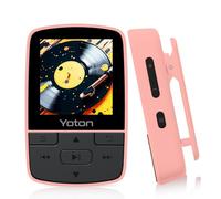 Yoton Rosa Reproductor MP3 Bluetooth 5.2, Clip, HiFi, FM, Auriculares | Color rosa, clip portátil, grabación voz, memoria ampliable, para niños y deporte. Sin tarjeta SD