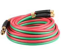 YOTOO Manguera de oxígeno acetileno resistente, manguera de antorcha de 1/4 pulgadas x 25 pies con accesorios de 9/16 a 18 B, manguera de soldadura doble, grado R