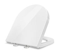 YOTOREE Tapa WC en Forma de D, Asiento de Inodoro de Cierre Suave, Tapa Inodoro con Liberación Rápida, Tapadera WC con Bisagras Ajustables, Tapa Vater Urea-formaldehído con Soporte de 200KG, Bianco