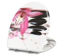 YOTOREE Tapa WC en Forma de O, Asiento de Inodoro de Cierre Suave, Tapa Inodoro con Liberación Rápida, Tapadera WC con Bisagras Ajustables, Tapa Vater Urea-formaldehído con Soporte de 200KG (Flor)