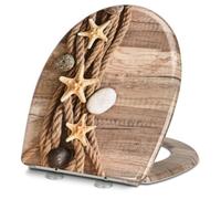 YOTOREE Tapa WC en Forma de O, Asiento de Inodoro de Cierre Suave, Tapa Inodoro con Liberación Rápida, Tapadera WC con Bisagras Ajustables, Tapa Vater Urea-formaldehído con Soporte 200KG(Estrella Mar)