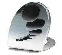 YOTOREE Tapa WC en Forma de O, Asiento de Inodoro de Cierre Suave, Tapa Inodoro con Liberación Rápida, Tapadera WC con Bisagras Ajustables, Tapa Vater Urea-formaldehído con Soporte de 200KG (Piedra)