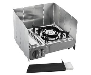 yotutun 10 Placas Parabrisas Plegable, Parabrisas Aluminio Plegable Estufa al Aire libre Parabrisas Portátil Protectora Paravientos para Hornillo Camping, Barbacoa, Pícnic