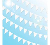 yotutun 10M Guirnalda Banderines Blancas, Guirnalda Triángulos Blanco con 40 Banderas Blancas Fiesta Reutilizables Blanca Banderines Tela Decorativos para Boda, Cumpleaños, Fiesta, Jardín