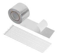 yotutun 10m x 5cm Cinta Anticalorica Escape Aluminio Autoadhesiva, Cinta Reflectante Aislante Adhesiva de Protección Térmica con 12 Bridas para Auto Coche Motocicleta Pipa de Escape