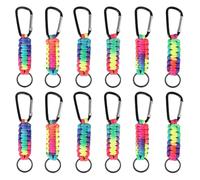 yotutun 12 Piezas Paracord Llaveros con Mosquetón, Clip de Gancho de Anillo de Cordón Trenzado Llaveros de Supervivencia Paracord para Acampar, Herramientas de Senderismo, Mochila, Llaves