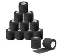 yotutun 12 Rollos Venda Cohesiva Venda Cinta Bendaje Adhesiva Vendaje Autoadhesivo Deportiva Tape Cohesivo para Protegen Dedos Muñecas Tobillos Vendaje Elástico Banda (5cmx4.5m) (Negro)