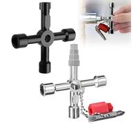 yotutun 2 Piezas Llave Utilidad Multifuncional 4-Puntas, Llave Triangular Contador Llaves Universal Contador Agua para Cajas Medidores Gas Gabinetes Puertas Correderas