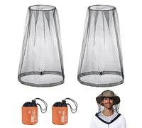 yotutun 2 Piezas Mosquitera de Cabeza para Sombrero, Cubierta Malla Red de Cabeza de Mosquito con Bolsa de Transporte Gorro Mosquitera para Viajar, Senderismo, Camping, Escalada