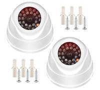 yotutun 2Pcs Camara Falsa de Vigilancia, Cámara Simulada De Seguridad con Luz LED Parpadeante Roja Cámara Disuasoria para Exterior e Interior para Seguridad de Oficina en el Hogar (Blanco)