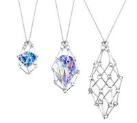 yotutun 3 Pieza Soporte para Collar de Cristal, Collar de Jaula para Cristales Ajustable Cordón Colgante de Metal Jaula de Cristal Hueco Cadena de Piedras para Colgantes