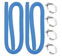 yotutun 32 mm Poolschlauch für Poolpumpen, 2 Stück 1m Schwimmbadschlauch Ersatzschlauch mit 4 Metalllanschlüssen Poolpumpe Ersatzschlauch Poolfilterschlauch für Obererdische Pool Zubehör, Blau