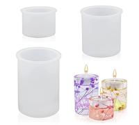 yotutun 3PCS Moldes para Velas Cilindro, 3D Cilíndricos de Silicona Kit Moldes Soporte para Velas de Cemento DIY Forma de Hacer de Aromaterapia para Hacer Velas JabóN Hecho A Mano Velas Perfumadas