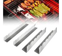 yotutun 4 brochetas para barbacoa de acero inoxidable, soporte para brochetas con 6 muescas, soporte para barbacoa, soporte para brochetas para madera, bambú, metal, pinchos planos para barbacoa de