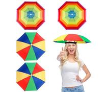 yotutun 4 Piezas Sombreros de Paraguas, Gorro Paraguas de Cabeza Gorra de Paraguas Arcoíris con Banda Elástica para Pesca Playa Camping Senderismo Actividades Aire Libre