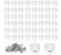 yotutun 50 Piezas Tarros para Velas de Té Vacíos, Portavelas Decoracion en Plástico con 100 Pzs Mechas para Vela Redondos Transparentes Candelabros para Velas de Té para Bodas Cenas, Forma de Corazón