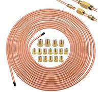 yotutun 7,62m Tubo de Freno de Cobre, Ø3/16" (4,75mm) con 16 Tuercas Tubo de Freno de Acero Recubierto de Cobre Kit de Tubería de Líneas de Freno General Repuesto Automotriz para Coche