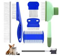 yotutun 7 Piezas Peine Anti Pulga Perros y Gatos, Peine Piojos y Liendres, Peine para Pulgas de Gato de Dientes Finos de Doble Cara, Peine Gatos Quitapelos, Peine Removedor de Manchas de Lágrimas