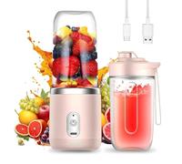 yotutun Batidora Portátil, Mini Licuadora de 400ml Recargable USB Batidora Smoothie con 6 Cuchillas Smoothie Maker para Zumos Batidos Mini Batidora Portatil para Viajes, Deportes y Camping (Rosa)