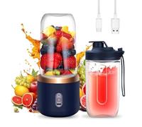 yotutun Batidora Portátil, Mini Licuadora de 400ml Recargable USB Batidora Smoothie con 6 Cuchillas Smoothie Maker para Zumos Batidos Mini Batidora Portatil para Viajes, Deportes y Camping (Blau)