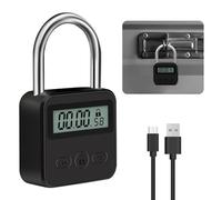 yotutun Bloqueo de Tiempo Inteligente, USB Recargable Candado Seguridad con LCD Pantalla Digital Máximo de 99 Horas Smart Time Lock Electrónico de Metal Resistente para Prevenir Malos Hábitos
