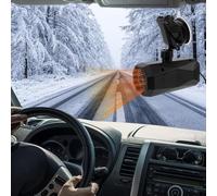yotutun Calefactor para Coche Portátil, 12V 150W Calentador de Coche Base Giratoria de 360° Ventilador de Calefacción y Refrigeración 2 en 1 Descongelador de Niebla de Parabrisas Enchufe de Mechero
