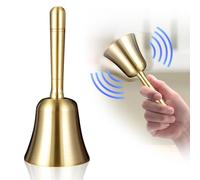 yotutun Campana de Mano de Metal, 10CM Clásica y Ruidosa de Latón Servicio de Llamada de Campana Campana de Atención Llamada Fuerte para Escuela, Iglesia, Hotel, Servicio de Navidad y Boda