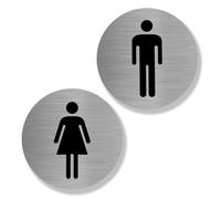 yotutun Cartel Baño Mujer Hombre, 2 Piezas Señal de Identificación WC Placa Señal de Aseos Aluminio Cepillado Adhesivo para Puerta de Inodoro para Interior y Exterior 10 x 10 cm