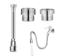 yotutun Extensor Grifo Cocina, 20 cm Alargador Aireador Grifo de Fregadero con 2 Adaptadores, Adaptador Extensor Grifo Flexible 360º, Alargador Grifo Cocina Fregadero para Jardín Baño Inodoro