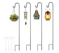 yotutun Gancho de pastor para jardín de 100 cm, 4 ganchos de pastor de metal con 4 placas para plantas, barra de farolillo, gancho para linterna, soporte ajustable para cestas de plantas, lámparas