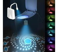 yotutun LED Luz de Inodoro Luz de 7 Colores, USB Recargable WC LED Nocturna con Función Sensor de Detección Movimiento e Impermeable Con Lámpara de Proyector para Aseos Cuartos de Baño