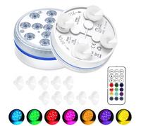 yotutun Luces LED Sumergibles, Luces Piscina con Control remoto de RF Impermeable IP68 Luz de Iluminación de Piscina de Color RGB para Jardín Acuario Florero Bañera Piscina (2 Piezas)