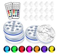 yotutun Luces LED Sumergibles, Luces Piscina con Control remoto de RF Impermeable IP68 Luz de Iluminación de Piscina de Color RGB para Jardín Acuario Florero Bañera Piscina (4 Piezas)