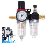 yotutun Reductor de Presión de Aire, Filtro Agua para Aire Comprimido con Manómetro Aceite Agua Separador Filtro, 1/4" Regulador Aceite Agua para Compresor y Herramientas de Aire