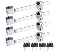yotutun Serrure Vitrine Verre, 4 Piezas Cerraduras de Puerta Corrediza de Vidrio Cerradura Cerraduras de Trinquete de Seguridad para Puerta Corredera de Cristal con 4Pcs Llaves