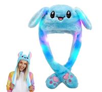yotutun Sombrero con orejas de conejo, orejas luminosas con LED, gorro de conejo con orejas móviles, bonito sombrero de conejo de peluche para niños y adultos, sombrero de animal para fiestas de