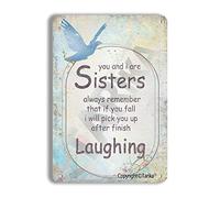 You and I are Sisters Always Remember That If You Fall I Will Pick You Up After Finish Laughing 8 x 12 pulgadas, decoración de estaño de aspecto retro para el hogar, citas inspiradoras para decoración