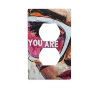 You are Art Woman with Glasses Graffiti Outlet Cover Light Switch Cover Decorativa 1 Gang Wall Plate for Kitchen Room Bathroom Size 7x11.4cm
