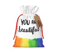 You Are Beautiful - Bolsa de regalo de lona de Navidad con cordón, bolsa de regalo personalizada reutilizable