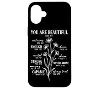 You Are Beautiful Enough Strong Loved Christian Cita Carcasa para iPhone 16 Plus